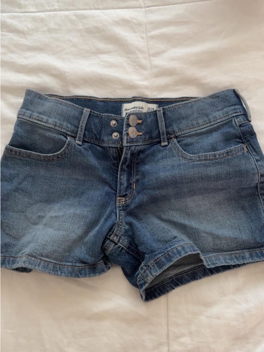 abercrombie kids Blue Denim Double-Button Jean Shorts